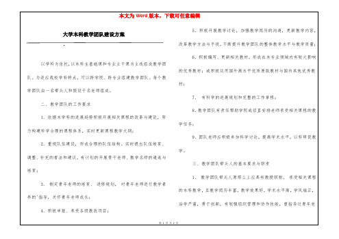 大学本科教学团队建设方案