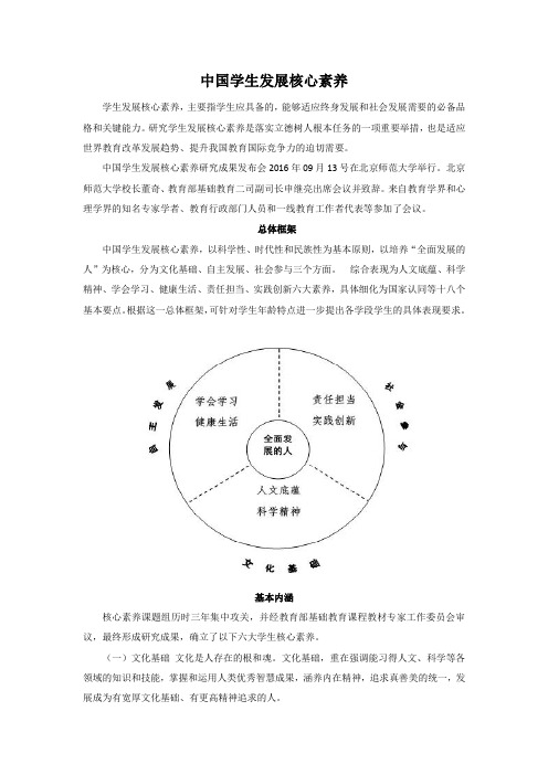 中国学生发展核心素养