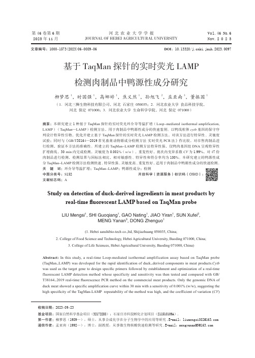 基于TaqMan_探针的实时荧光LAMP_检测肉制品中鸭源性成分研究