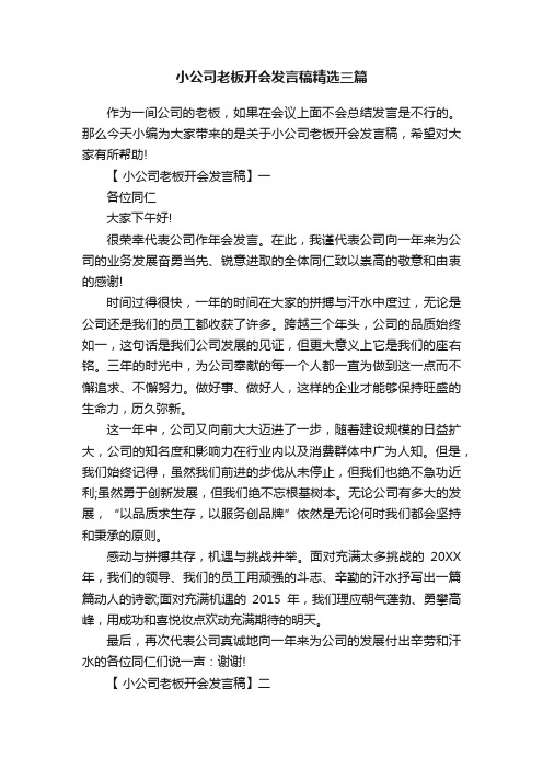 小公司老板开会发言稿精选三篇