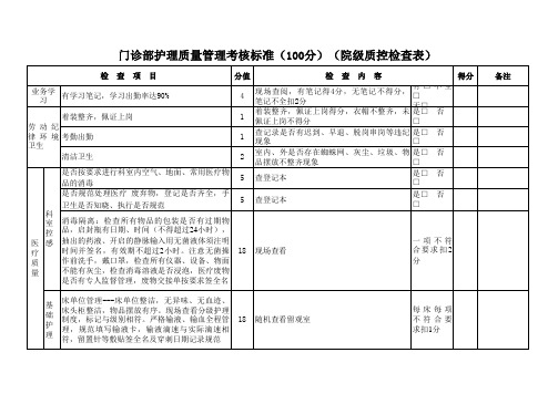 门诊部护理质量管理考核标准