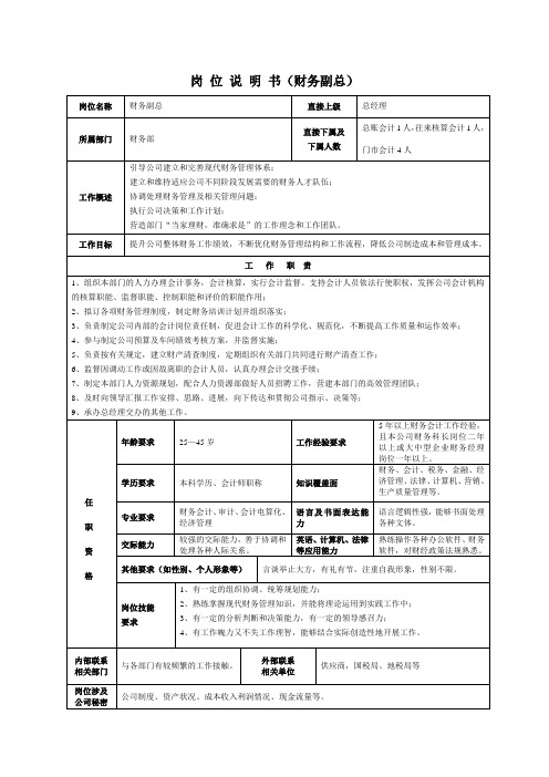 财务副总岗位说明书