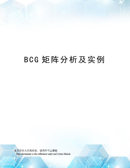 BCG矩阵分析及实例