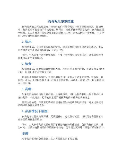 狗狗呕吐急救措施