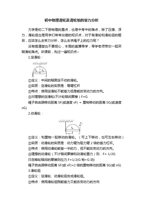 初中物理滑轮及滑轮组的受力分析