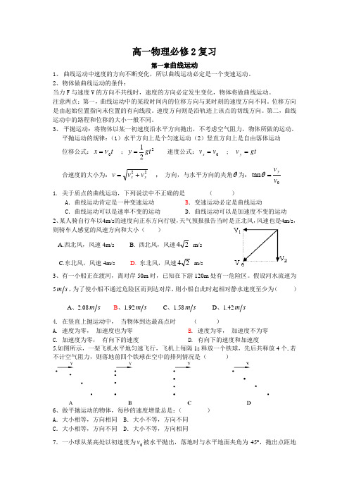 (完整版)高一物理必修二经典例题带答案总复习