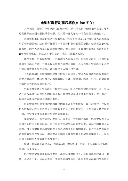 电影红海行动观后感作文700字5篇