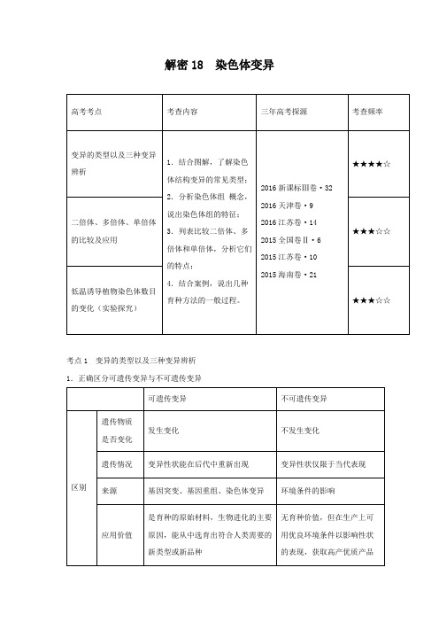 染色体变异(含答案解析)