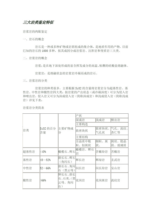 三大岩类鉴定特征