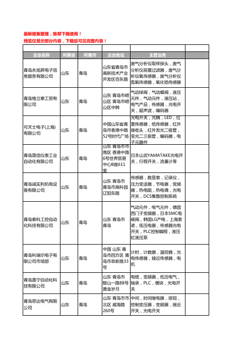 新版山东省青岛光电开关工商企业公司商家名录名单联系方式大全43家