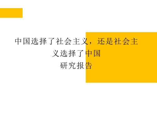 中国选择了社会主义 还是社会主义选择了中国 研究报告