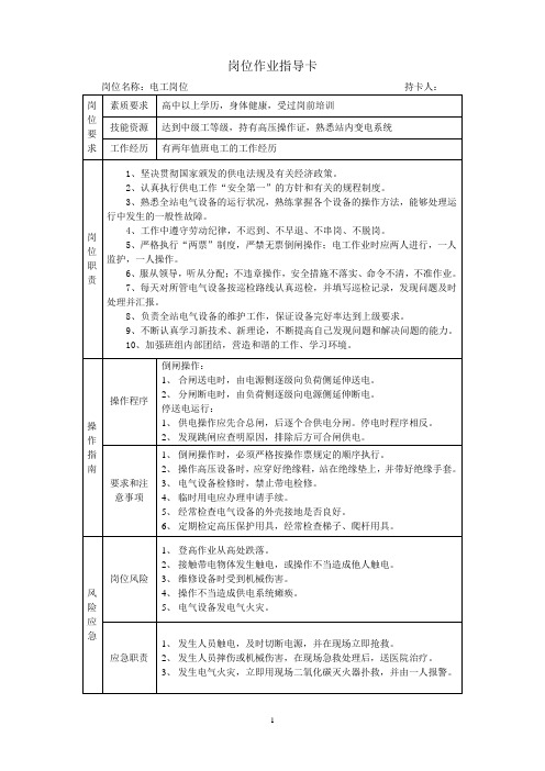 岗位作业指导卡