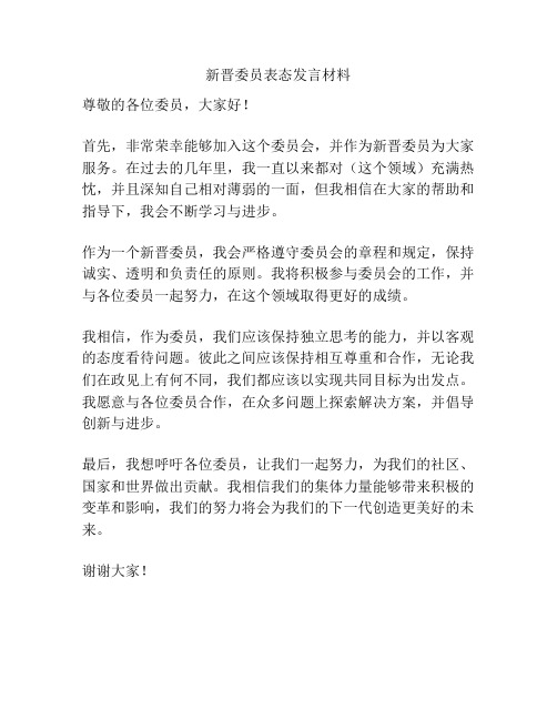 新晋委员表态发言材料