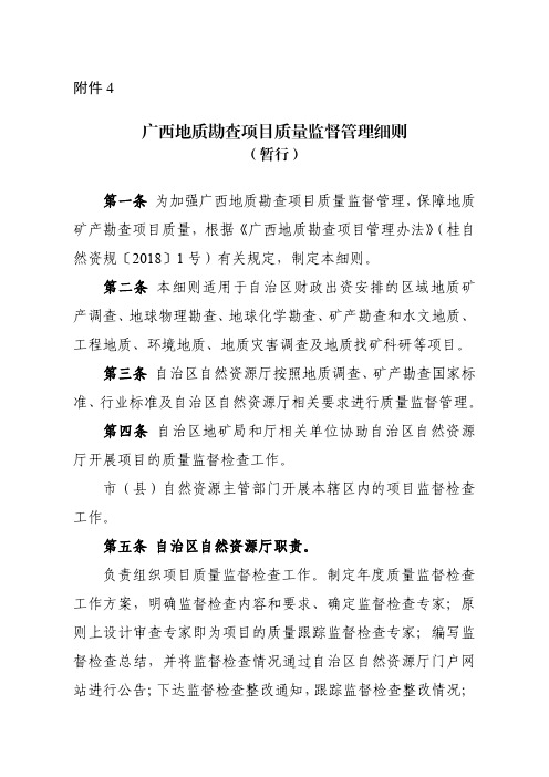 广西地质勘查项目质量监督管理细则