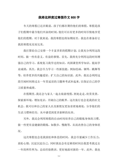 我将这样度过寒假作文600字