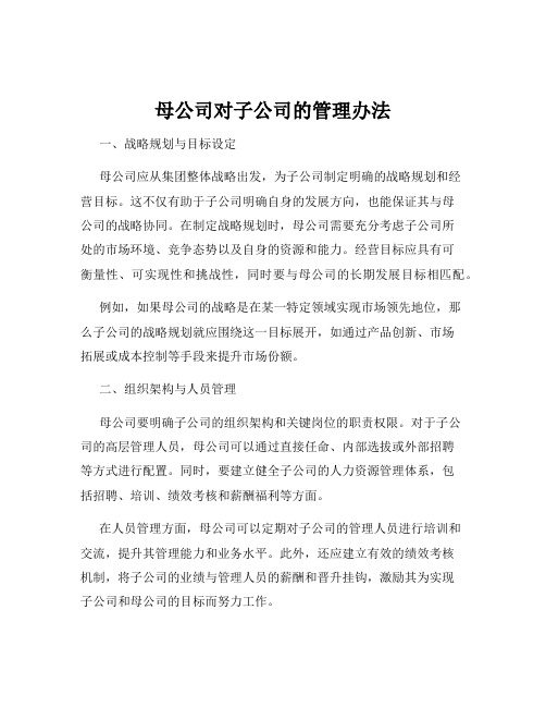 母公司对子公司的管理办法