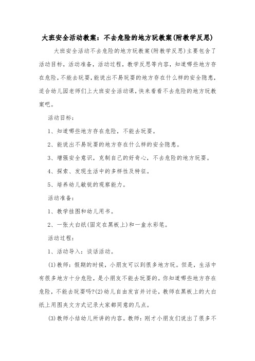 大班安全活动教案：不去危险的地方玩教案(附教学反思).doc