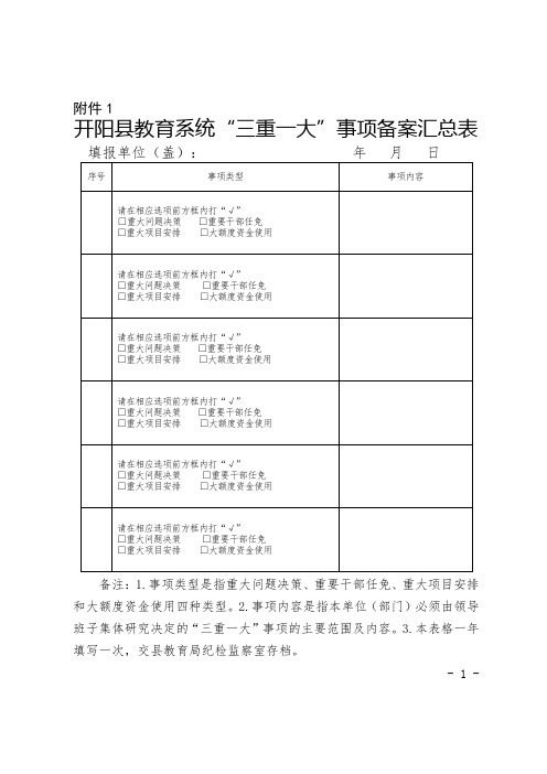 学校三重一大备案登记表