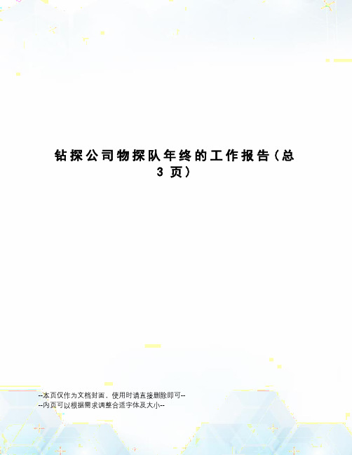 钻探公司物探队年终的工作报告