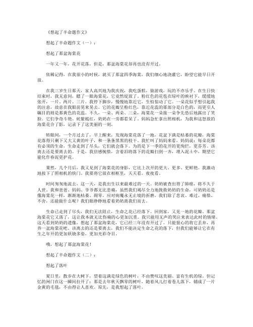 想起了半命题作文12篇