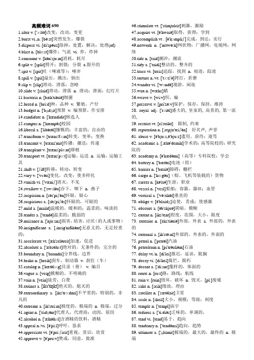 高中英语阅读中的高频难词690个(带音标)