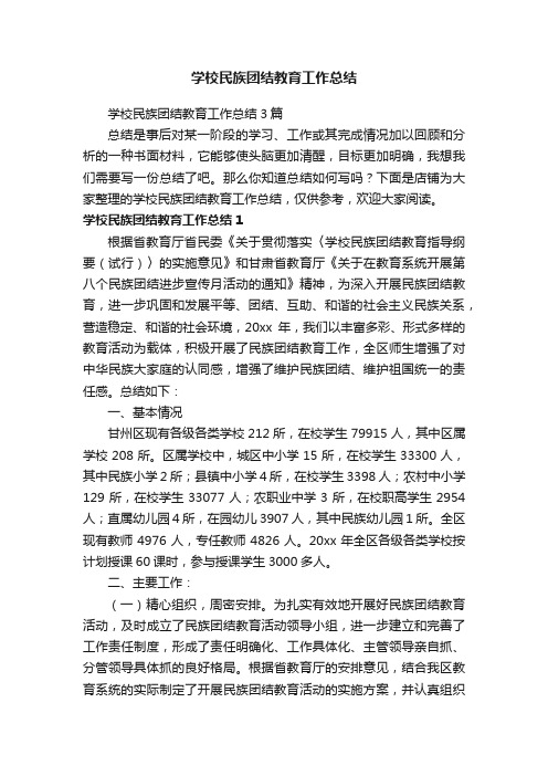 学校民族团结教育工作总结