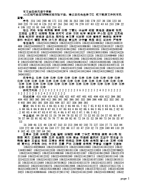 2011湖南大学化学专业成绩排名详细版(1)