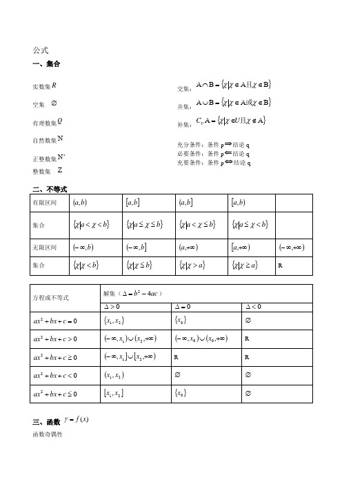 职高数学公式整理