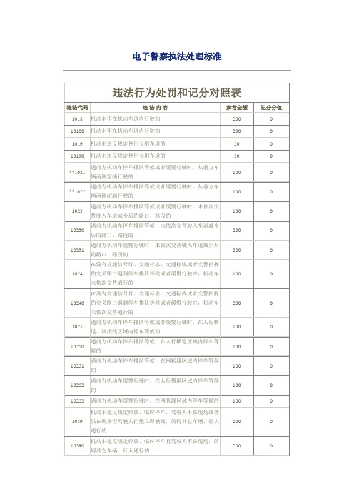 电子警察执法处理标准