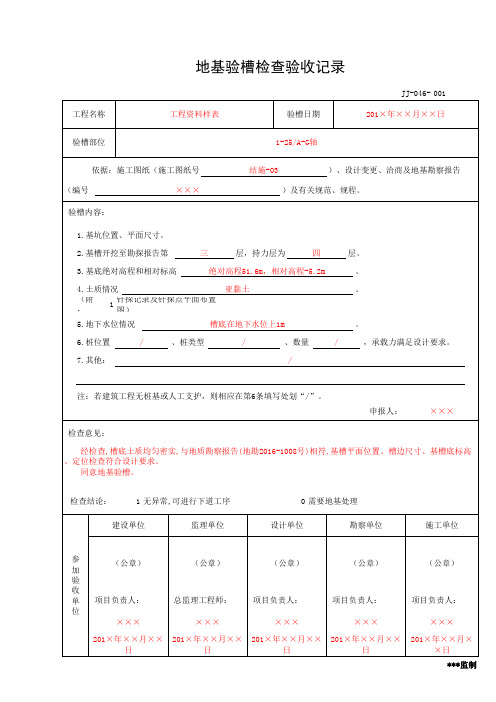 地基验槽检查验收记录(工程资料第一部分第一卷)