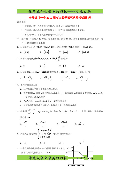 宁夏银川一中高三数学第五次月考试题理