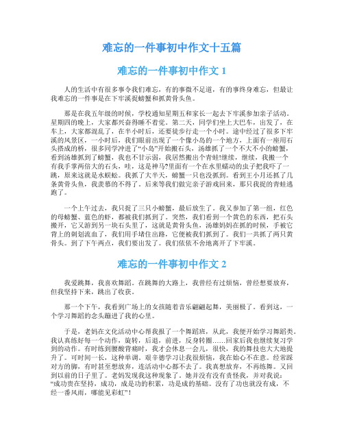 难忘的一件事初中作文十五篇