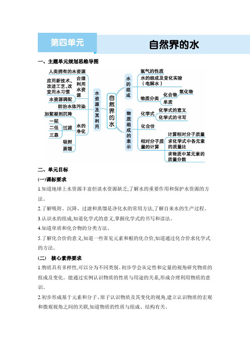 2024年人教版九年级化学上册第四单元 自然界的水第四单元 自然界的水