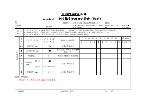 D10.12.2   钢支撑支护检查记录表 (监抽)