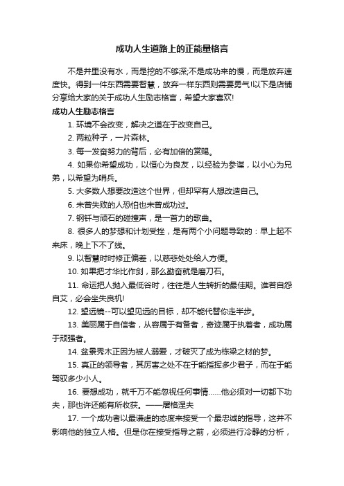 成功人生道路上的正能量格言