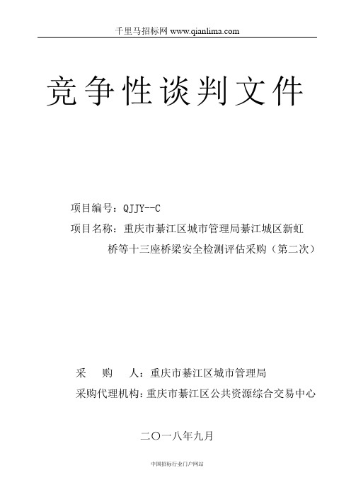 城市管理局桥梁安全检测评估采购招投标书范本