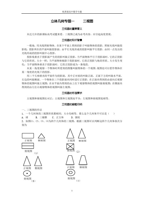 立体几何专题一     三视图