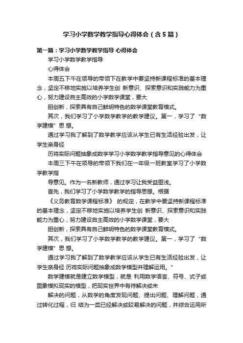 学习小学数学教学指导心得体会（含5篇）