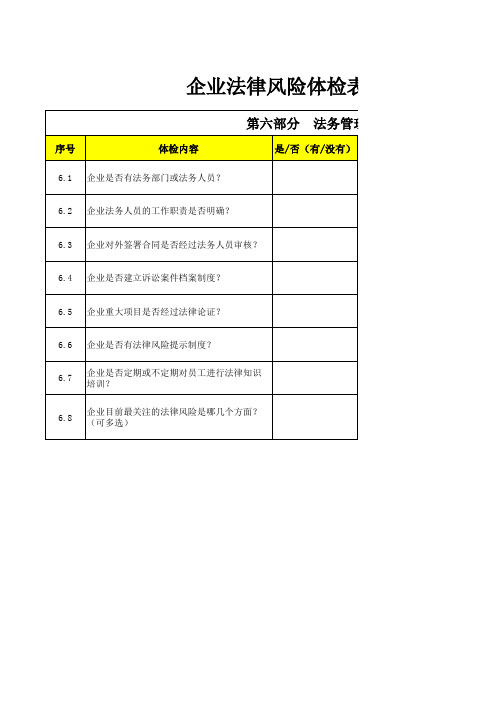 企业法律风险体检表