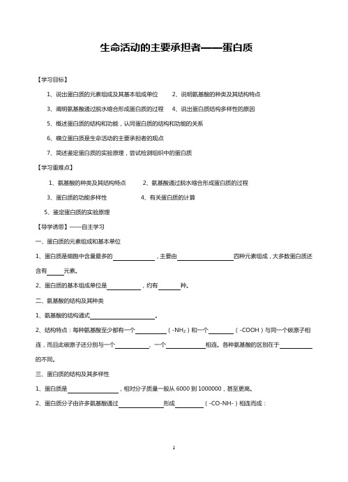 高中生物蛋白质导学案