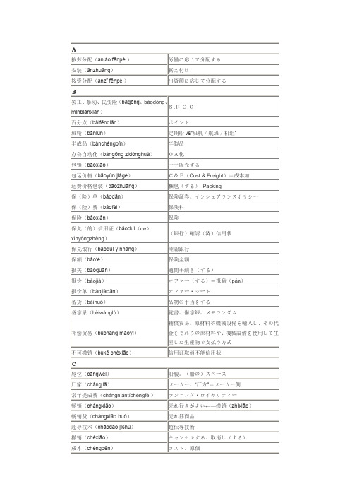 商贸日语词汇对照