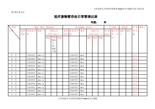 【记录】医疗废物暂存点消毒记录表