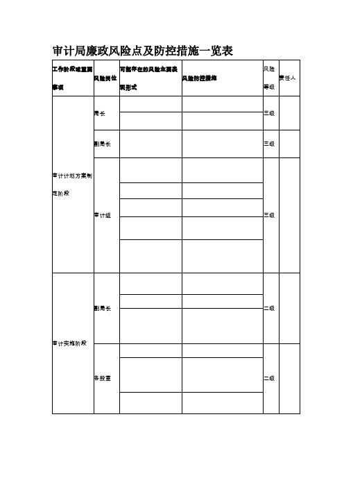 审计局廉政风险点及防控措施一览表