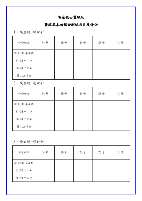 篮球基本功综合测试项目及评分