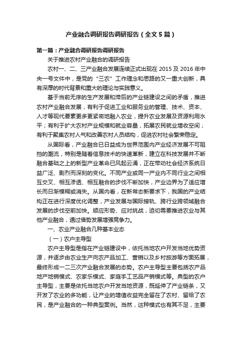 产业融合调研报告调研报告（全文5篇）