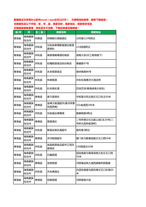 2020新版青海省海南藏族自治州烟酒工商企业公司商家名录名单黄页联系电话号码地址大全49家