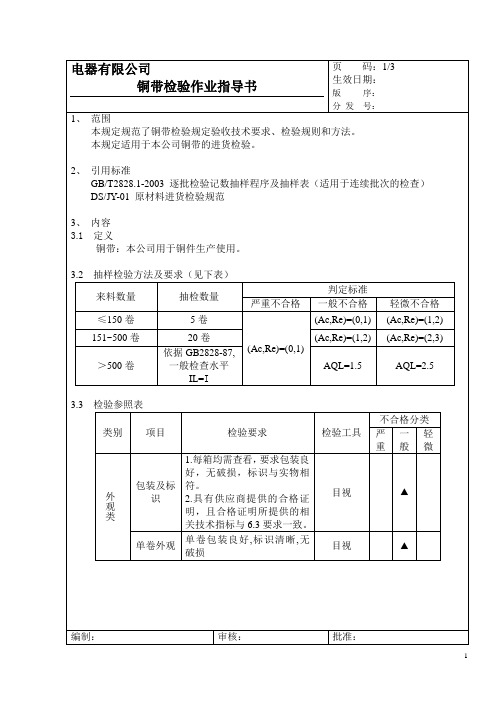 镀锡铜带检验规定