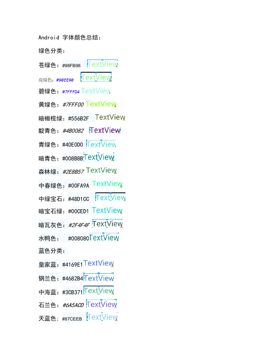 Android 字体颜色总结