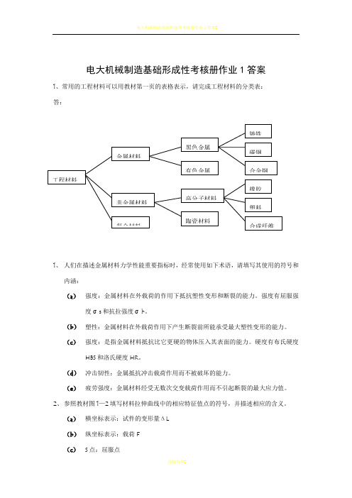 电大机械制造基础形成性考核册作业答案