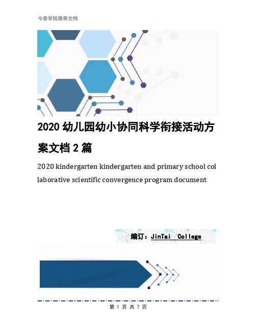 2020幼儿园幼小协同科学衔接活动方案文档2篇